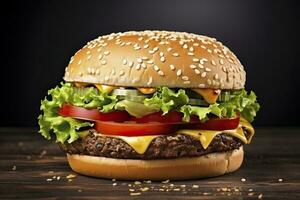 AI generated Best Hamburger Ever.  AI Generated photo