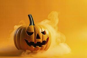 AI generated Halloween pumpkin with steam. AI Generated photo