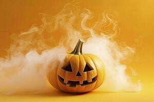 AI generated Halloween pumpkin with steam. AI Generated photo