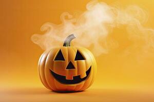 AI generated Halloween pumpkin with steam. AI Generated photo