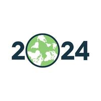 2024 text with earth concept template design. vector