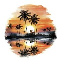 AI generated Tropical sunset for t-shirt design. AI Generated photo