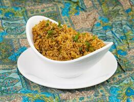 Indian Cuisine Vegetarian Fried Rice Or Pulav photo