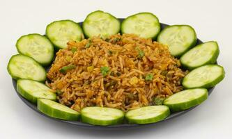 Indian Cuisine Vegetarian Fried Rice Or Pulav photo