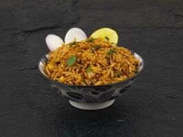 Indian Cuisine Vegetarian Fried Rice Or Pulav photo