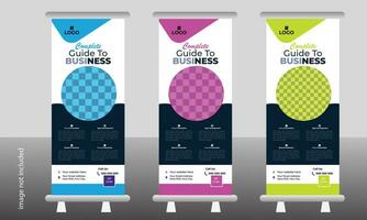 Modern Corporate colorful rollup banner design template with color design template for poster pullup banner design layout with graphic elements and space for photo background vector