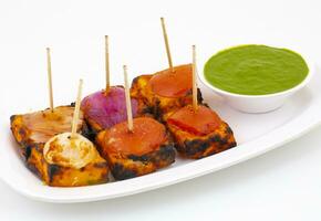 Indian Starter Dish Paneer Tikka Kabab or Barbecue Paneer Tikka Kabab photo