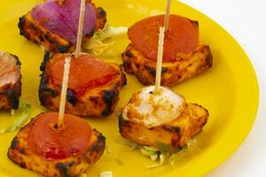 Indian Starter Dish Paneer Tikka Kabab or Barbecue Paneer Tikka Kabab photo