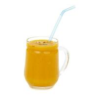 Fresh mango fruit juice on white background photo