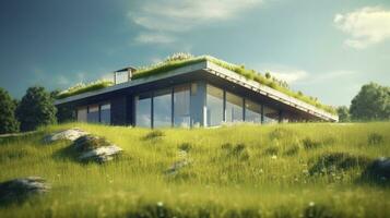 AI generated Green and environmentally friendly housing concept. AI Generated photo