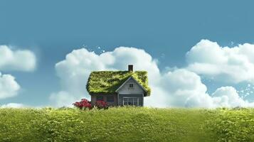 AI generated Green and environmentally friendly housing concept. AI Generated photo