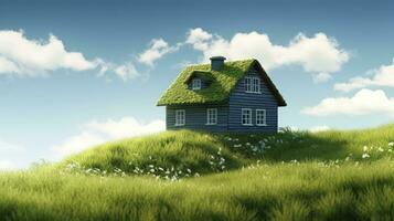 AI generated Green and environmentally friendly housing concept. AI Generated photo