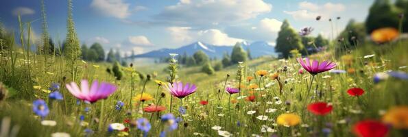 AI generated Idyllic Meadow on summer. AI Generated photo