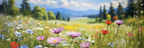 AI generated Idyllic Meadow on summer. AI Generated photo