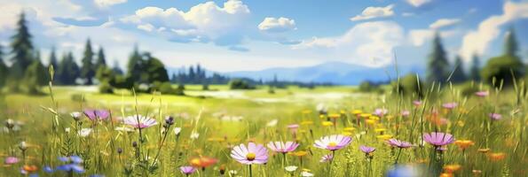 AI generated Idyllic Meadow on summer. AI Generated photo