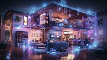 AI generated A Glimpse into the Connected Smart Home of Tomorrow. AI Generated photo