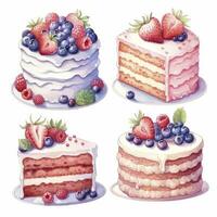 AI generated Set of Cake piece illustration on white background. AI Generated photo