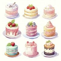 AI generated Set of Cake piece illustration on white background. AI Generated photo