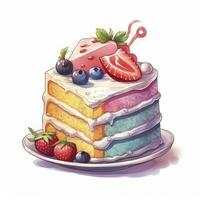 AI generated Set of Cake piece illustration on white background. AI Generated photo