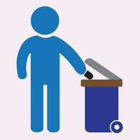 man throw garbage, waste, trash, dust in dustbin vector icon