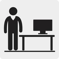 Computer desk with man vector illustration eps