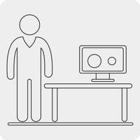 Computer desk with man vector illustration eps