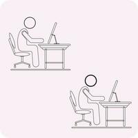 Computer desk with man vector illustration eps