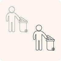 man throw garbage, waste, trash, dust in dustbin vector icon