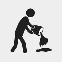 man throw garbage, waste, trash, dust in dustbin vector icon