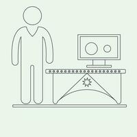 Computer desk with man vector illustration eps