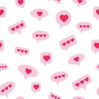 Seamless pattern of heart buttons, hearts in speech bubbles. Vector illustration