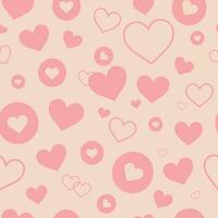 Seamless pattern of hearts and heart buttons. Vector illustration