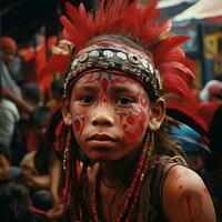 ai generado Colombiana tradicional bailar, independencia día de Colombia foto