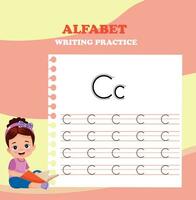 Alphabet letters tracing worksheet with all alphabet letters. Basic writing practice for kindergarten kids vector