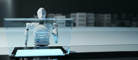 Robot ai generate system call center information communication, business maintenance tech user interface robotic arm robot photo