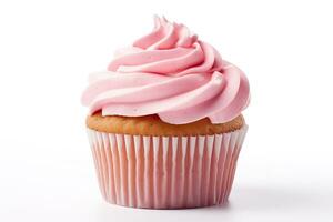 AI generated Delicious cupcake on white background. Generative AI. photo