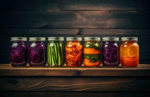 AI Generated jars filled with pickles photo