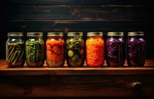 AI Generated jars filled with pickles photo