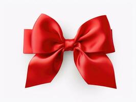 AI Generated Red bow. A bow on a white background. A gift with a bow. Red bow on white background photo