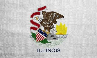 Flag of Illinois state USA on a textured background. Concept collage. photo