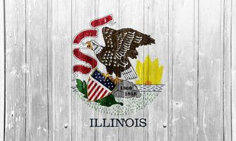 bandera de Illinois estado Estados Unidos en un texturizado antecedentes. concepto collage. foto