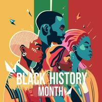 Vector Black History Month typography concept with characters standing side by side