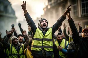 ai generado foto contento juguetón multiétnico de labor día celebracion en calle