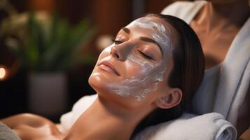 AI generated Relaxing Spa Facial Treatment on Young Adult White Woman photo