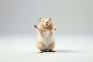 AI generated Playful Hamster Standing on Hind Legs on a Neutral Background photo