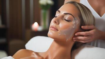 AI generated Luxury Facial Treatment at Spa with Professional Therapist photo