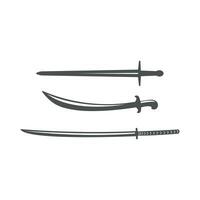 Set of Blade,Europe Viking Longsword,Arabian Scimitar and Japanese Samurai vector