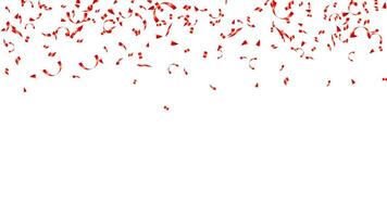 Red confetti with Merry Christmas falling shiny glitter. New Year, birthday, greeting card vector