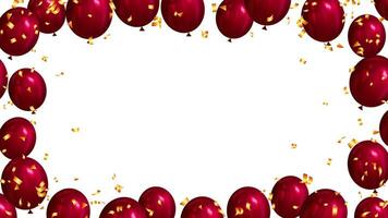 alegre Navidad con rojo globos y oro papel picado concepto diseño marco celebracion vector
