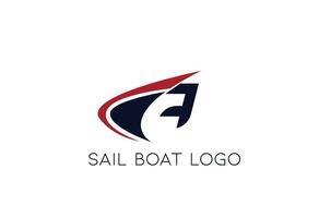 letter A logo with sail boat vector